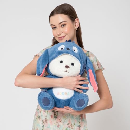 Image of ADORA Hoodie Teddy Bear Soft Toy | Cute Huggable Plushie for Kids & Girls | Blue Soft Toy Gift | Birthday Gift Teddy Bear with Hoodie | Soft Plush Toy for Girlfriend & Sister- 50 cm