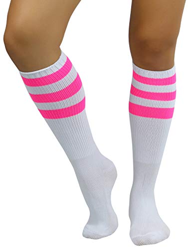 Image of ToBeInStyle Women's Premium Below Knee Athletic Socks w /Contrasting Wide Stripes