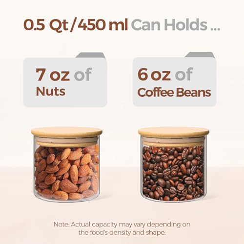 Image of ComSaf Glass Storage Containers with Lids 0.5 Qt, 9 Pack Small Glass Jars