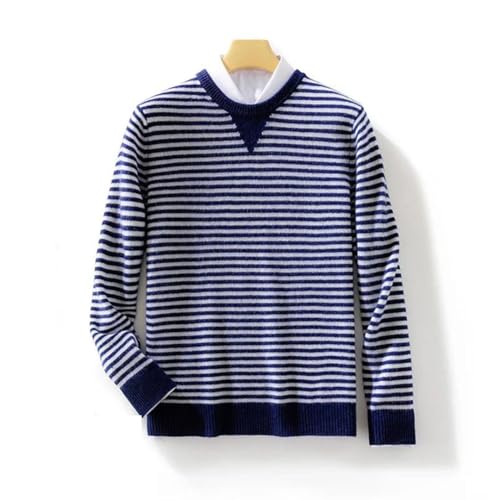 Men's Round Neck Wool Soft Striped Pullover Casual Thick Basic Sweater Large Size Top2