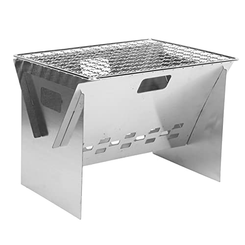 Parrilla de Carbón para Barbacoa de Acero Inoxidable, Plegable, Portátil, Kit de Herramientas para Barbacoa, Parrilla de Camping Desmontable para Cocinar y Calentar.