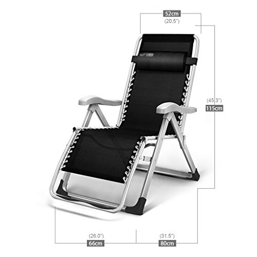 Fauteuil zero gravity portable et inclinable en noir avec structure robuste - 4