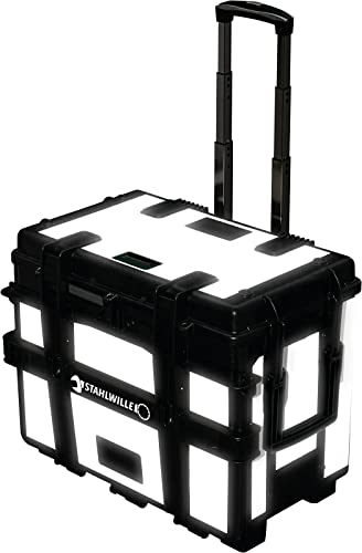 STAHLWILLE 13217 TS RF Werkzeug-Trolley tiefschwarz (mit Reflektorfolie), mit ausziehbarem Teleskopgriff, 60 kg Tragkraft, robust und belastbar
