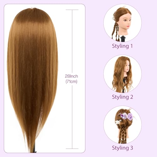 Image of Mannequin Head with 80% Human Hair 26-28 inch Doll Head for Hairdresser