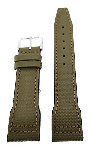 Fluco Correa de reloj para reloj de pulsera Pilot apta para IWC verde (resistente al agua), 22 mm, fabricada en Alemania, M