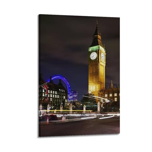 Poster rétro Night Time Big Ben toile décorative chambre adulte 30x45