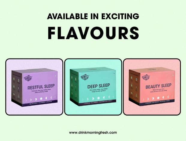 Image of Morning Fresh Restful Sleep Aid - Pack of 7 sachets. Helps improve the quality of sleep with Mulberry Extract leaf & L-Theanine, Silk Protein, & Melatonin (5mg).