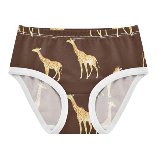 Giraffes Dark Brown Underwear Girls, Toddler Girl Panties, Girls Cotton Underwear, 2–8 Years