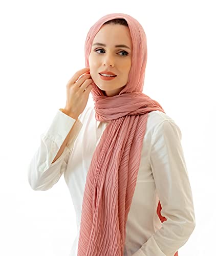 SABA scarves Bubble Chiffon Giza Collection Hijab Head Scarf for Muslimah (Amazing Coral Pink), Standard, SABA-BC22000