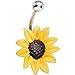 Body Candy Stunning Sunflower Belly Ring