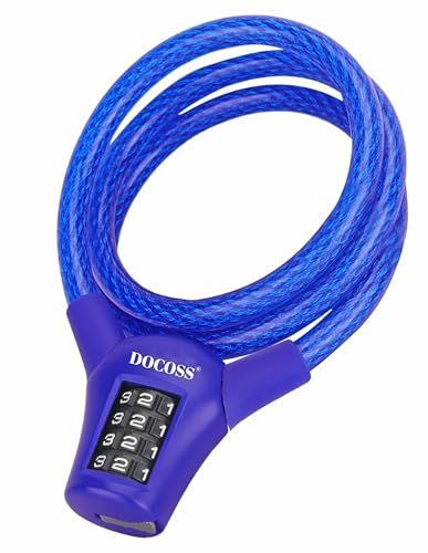Image of DOCOSS-Ultra Strong Bike Helmet Lock for Bike,Cycle Lock for Bicycle,Bike Helmet Lock for Two Wheeler,Password Number Lock (Pro), Black
