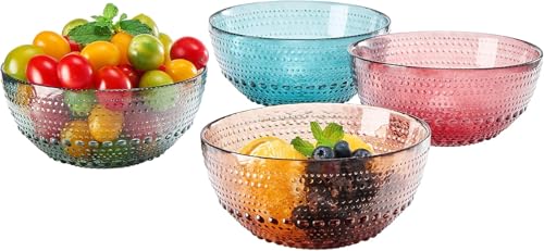 Image of WRINGO Multi Color Glass Bowl for Kitchen Prep, Dessert, Dips, and Candy Dishes, Cake, Snack Bowl Set of 6 Or Nut Bowls, and Microwave Safe Clear Glass Bowls for Mixing, Storing Size 4.5 Inch (WR-07)
