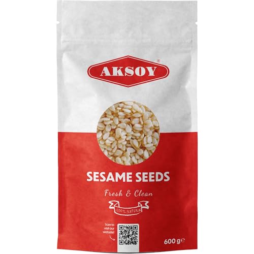 Aksoy Premium Sesame Seeds 600 Grams | 100% Natural Fresh & GMO-Free Ideal for Cooking Baking Salads Bread & Garnishing | Vegan & Versatile Kitchen Essential (Packaging may vary)