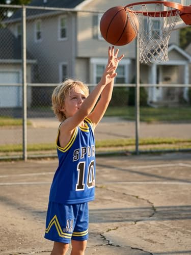 Image of Volunboy Kids Sports Shorts Sets Boys Jerseys Tracksuit 2 Piece Basketball Performance Tank Top and Mesh Shorts Set