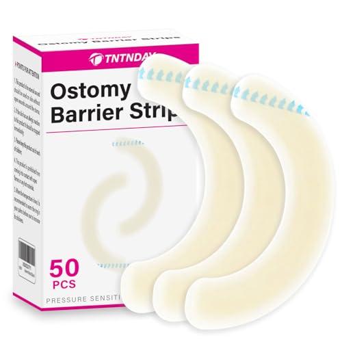 TNTNDAY 50PCS Ostomy Barrier Strips Medical-Grade Skin-Friendly Leak-Proof Barrier Strips for Ostomy Bag Stoma Supplies Hydrocolloid Tape for Colostomy Ileostomy Urostomy