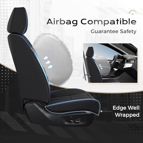Image of Coverado Nappa Leather Car Seat Covers Full Set, Luxury Waterproof Seat Protectors, Airbag Compatible Anti‑Slip Auto Seat Covers, Universal Fit for Most Cars SUVs Trucks Pickup Vehicles