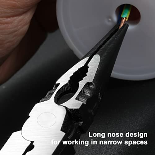 Leontool 9-Inch Long Nose Pliers With Wire Stripper/Crimper/Cutter/Wrench Multifunctional Electrician Pliers Heavy Duty Long Needle Nose Pliers Precision Performance Tool #TOP3