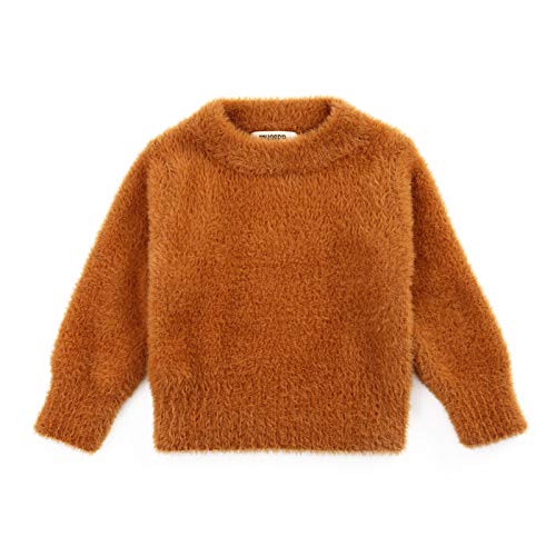 Toddler Baby Knit Sweater Kids Boy Girl Solid Color Long Sleeve Basic Pollover Top Fall Winter Warm Clothes (B-Orange, 2-3T)