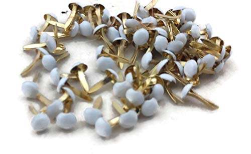Mini White Colored Brads - 100ct - Rounds