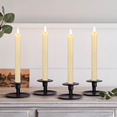 Image of JOIONE Ivory Flameless Taper Candles with Remote, 6 Pack Flickering Tapers | Real Wax LED, Battery Operated, Flickering Flame, Remote Control, Safe Home Decor for Living Room and Dining Table