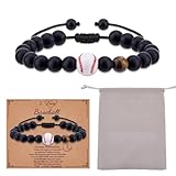 DICOSMETIC 2 Stück Sport Verstellbare Perlenarmbänder Acryl Baseball Armbänder Geschenk Sport Party Gefälligkeiten Armband Abschluss Geburtstagsgeschenke Mit Karte Und Samt Geschenktasche