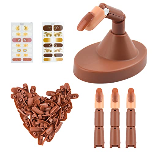 Kikuo Doigt d'Entraînement pour Ongles en Acrylique, Kits de Main à Mobiles Support Flexible, Embouts d'Ongles Modèle Outils Manucure DIY, Livré avec Deux Paquets d'Autocollants
