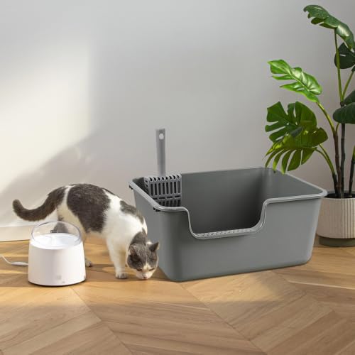 Caja de arena para gatos grande con alto borde y pala miniatura 4