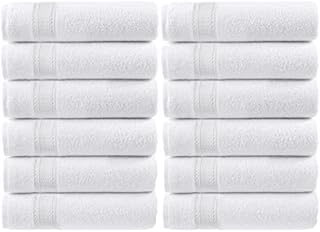 Canadian Linen Premium White Wash Cloth Set 12 Pack Bathroom Towels 12x12 Inches Extra Soft Absorbent 100% Cotton washcloths Quick Dry Face Cloth Hair Towels Cleaning Towel Fade Resistant Lightweight Body Towel Pool Towel for Home Spa Gym Hand Towel – White