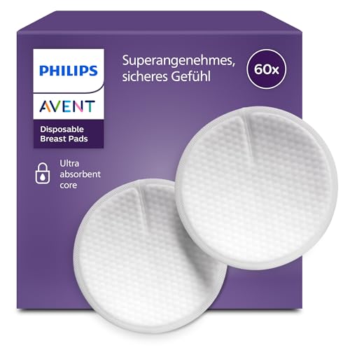 Philips Avent Einweg-Stilleinlagen, Ultra-Komfort und Sicherheit, 60 Stück, weiß (Modell SCF254/61)