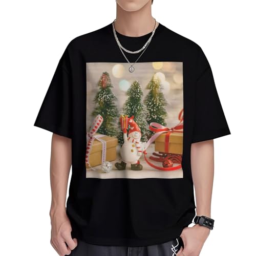 T-shirt décontracté imprimé boules de Noël en pur coton respirant pour femme
