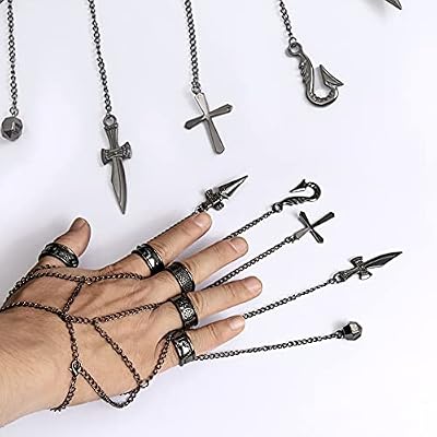 HXH Kurapika Chains Kurapika Cosplay Judgement Hand Chain Bracelet Anime Jewelry with Ring-Great Gift for Women Men