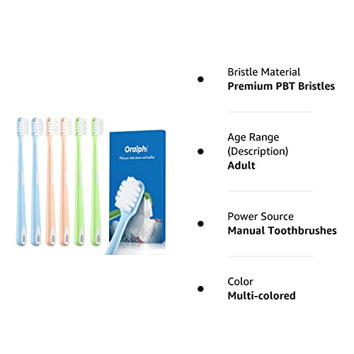 Oralphi Feather Soft Toothbrush - 10000 Extra Soft Micro Bristles For Gentle Cleaning & Gum Health - Whitening Toothbrush For Sensitive Teeth - Soft Bristles For Adults (Compact Head, 6 Count) #TOP7