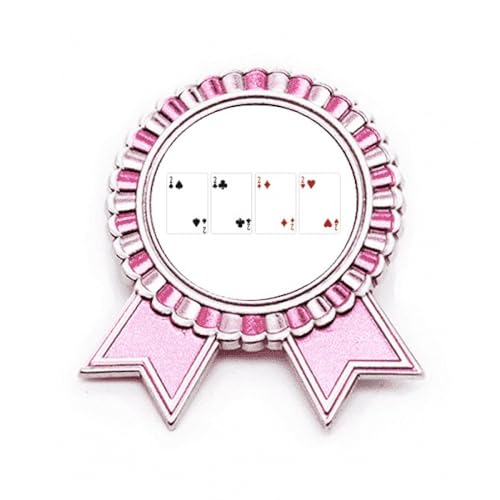 Broche avec 2 cœurs rose motif club de pique en métal taille M