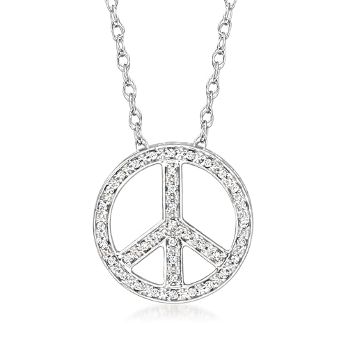 Ross-Simons 0.10 ct. Diamond Peace Sign Pendant Necklace