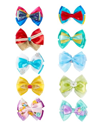 10pcs Princess Hair Bow Clips 4 Inch Women Girls Hair Accessories Party Gift Set