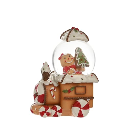 Widdop Boule à neige Père Noël et train d'amis – Boule à neige de Noël en verre de 45 mm avec motif train de pain d'épice – Décoration festive et cadeau