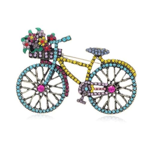 Image of WCRAZYE Rhinestone Bicycles Brooch Pin for Women Girls Creative Retro Elegant Handmade Red Pink Blue Traffic Bike Brooches Pins Classic Wedding Fashion Jewelry Accessories Gift
