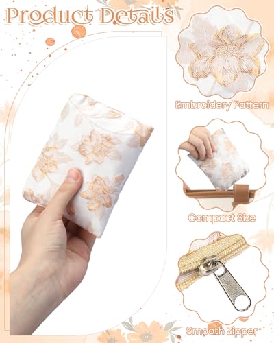 2 Pcs Embroidery Small Makeup Bags for Purse, Mini Portable Cosmetic Bags for Women, Coin Lipstick Storage Pouch, Zipper Organizer Holder, 4.72"*3.93"4