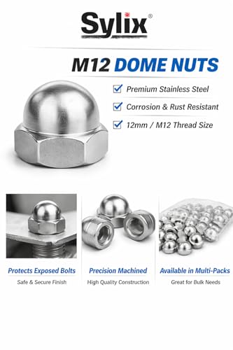 Image of SYLIX 12MM Stainless Steel Hex Dom Nut (10 PCS)