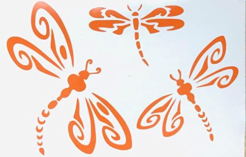 Dragonfly Decal, Dragonfy Family Decal Vinyl Sticker, Car Truck Laptop Tumbler Window Wall Decor in Many Colors (Light Orange, 6")