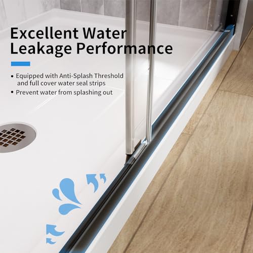 Image of Royal Guard Double Sliding Shower Door,44-48 inch W x 76 inch H,Matte Black