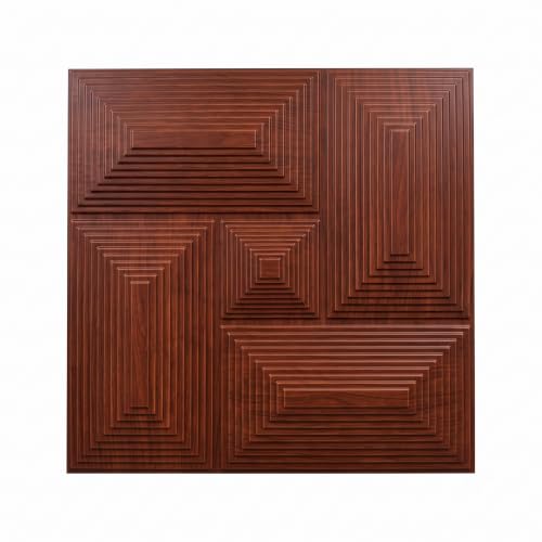 Image of ASKCREW 3D PVC Wall Panel with Premium Wooden Texture & Golden Inlay Modern Designer Wall Decor for Living Room, Bedroom & Office Interior, cafes (50x50 cm) (Cover Area 2.7 feet)