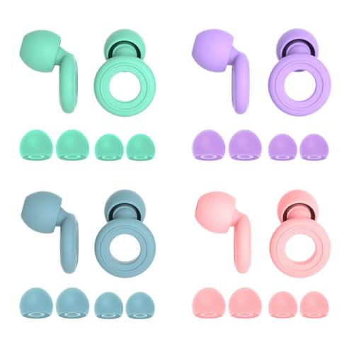 SAIIURV 4 Paar Wiederverwendbarer Silikon Ohrstöpsel zum Schlafen, 28dB Anti Schnarch Lärmstopp Ohrstöpsel S/M/L Gehörschutz für Arbeit, Konzerte, Reisen und Studium (Mehrfarbig, Einheitsgröße)