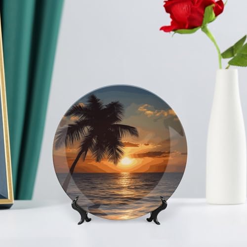 Plato decorativo de cerámica 7 pulg con soporte miniatura 6