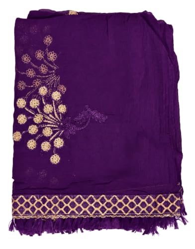 Image of YOUTHQUAKE Heavy Embroidered Work Chiffon Dupatta for Womens & Girls With Fancy Lace