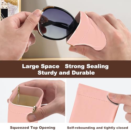Image of Anikathy 2Pcs Sunglass Eyeglass Glasses Case Soft PU Leather with Cleaning Cloth Portable Glasses Pouch Bag for Men Women