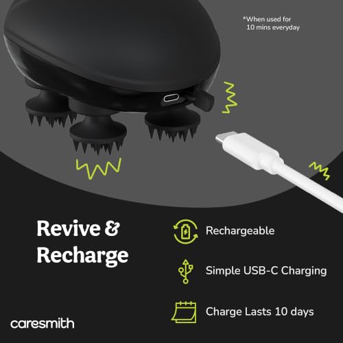 Image of Caresmith Revive Scalp Massager | 96 Silicon Kneading Points with Detachable Heads | Scalp, Body & Head Massager for Hair Growth (Black)