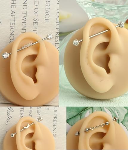 14G Industrial Barbell Earrings Stainless Steel Long Cartilage Helix Conch Body Piercing Jewelry 7-18pcs3