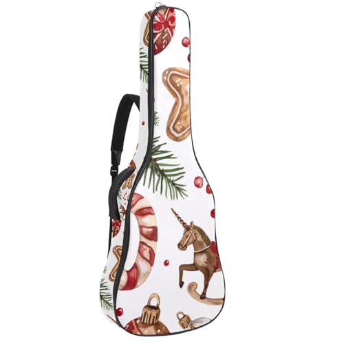 Housse guitare acoustique 109cm à motif biscuits de Noël, sac étanche Oxford