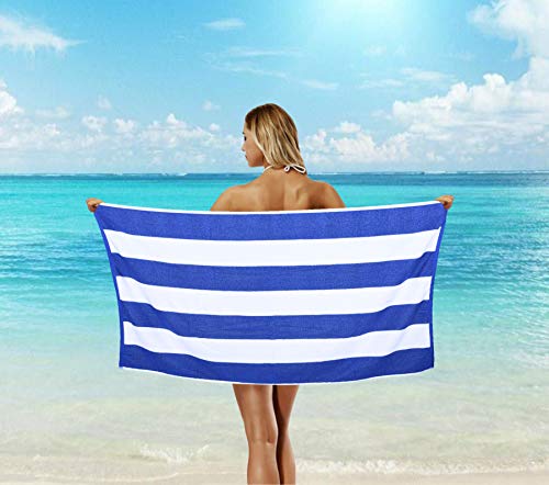 Terry Cabana 100% Cotton Bath Stripe Beach Towel, Large Pool Towels, Highly Absorbent, Light Weight, Soft And Quick Dry Swim Towels, For Beach, Bath, Yoga Parties, Guest Towel 30X60 Inches- Pack Of 6 #TOP7
